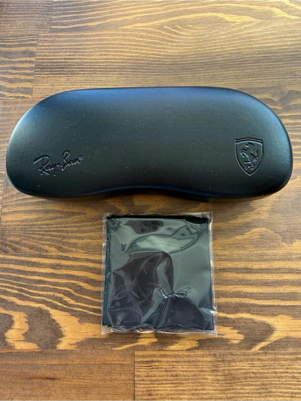 Ray-Ban Ferrari Black Hard Shell Eyewear Case with Cleaning Cloth